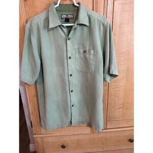 Tommy Bahama Mens 100% Silk Short Sleeve Shirt Green Size S 21w x 29 L